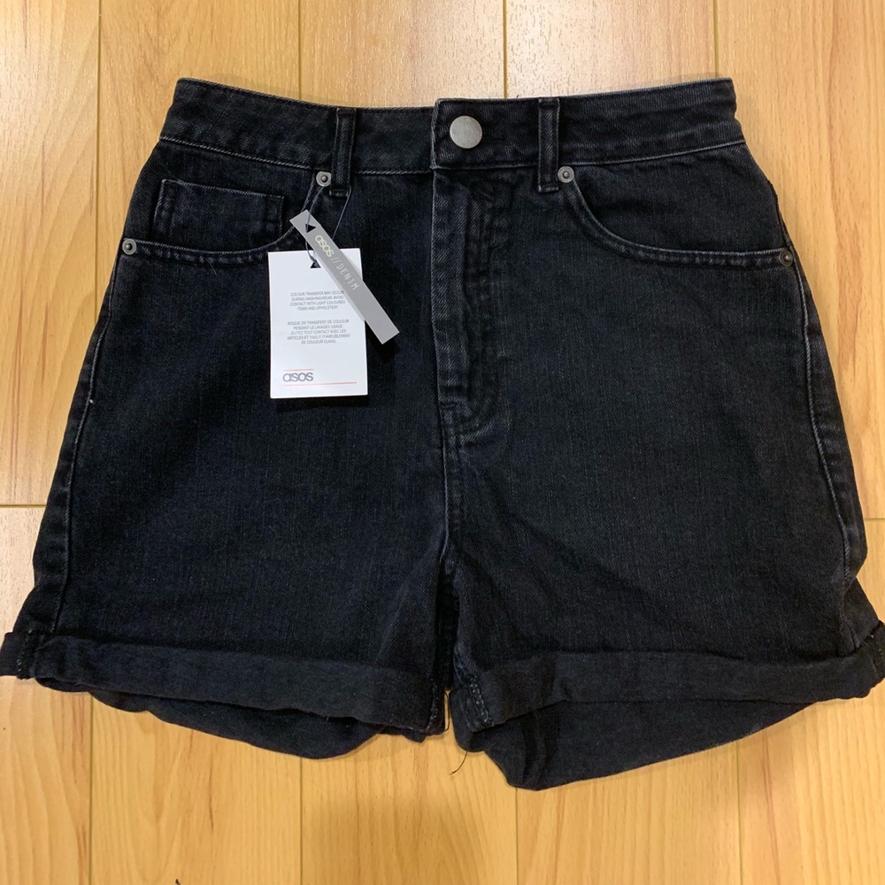 ASOS DESIGN denim Ritson mom short in washed black